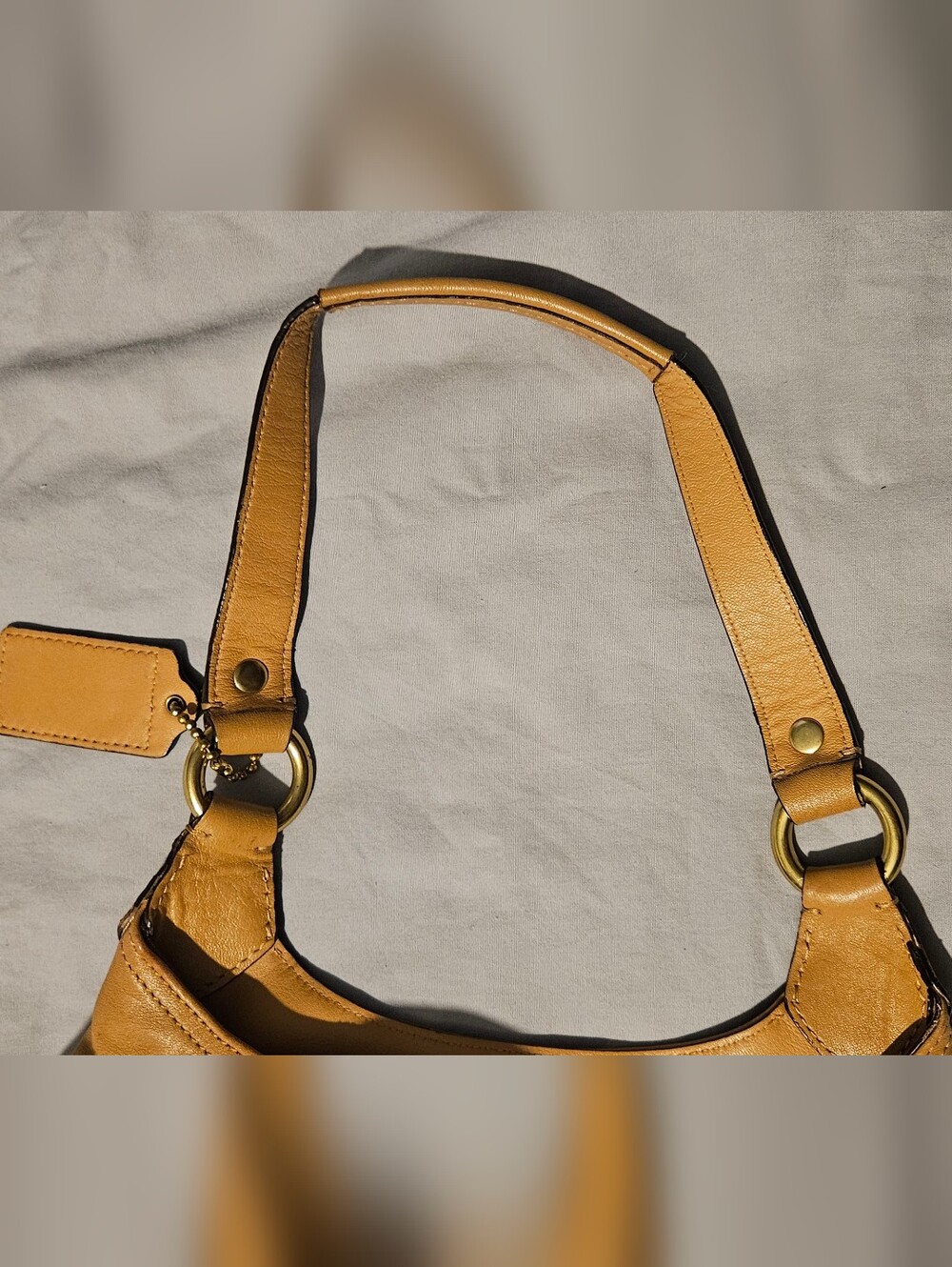 Coach F21926 Ashley Leather Hobo Handbag Shoulder Bag. Tan w/Purple lining. - Picture 15 of 16